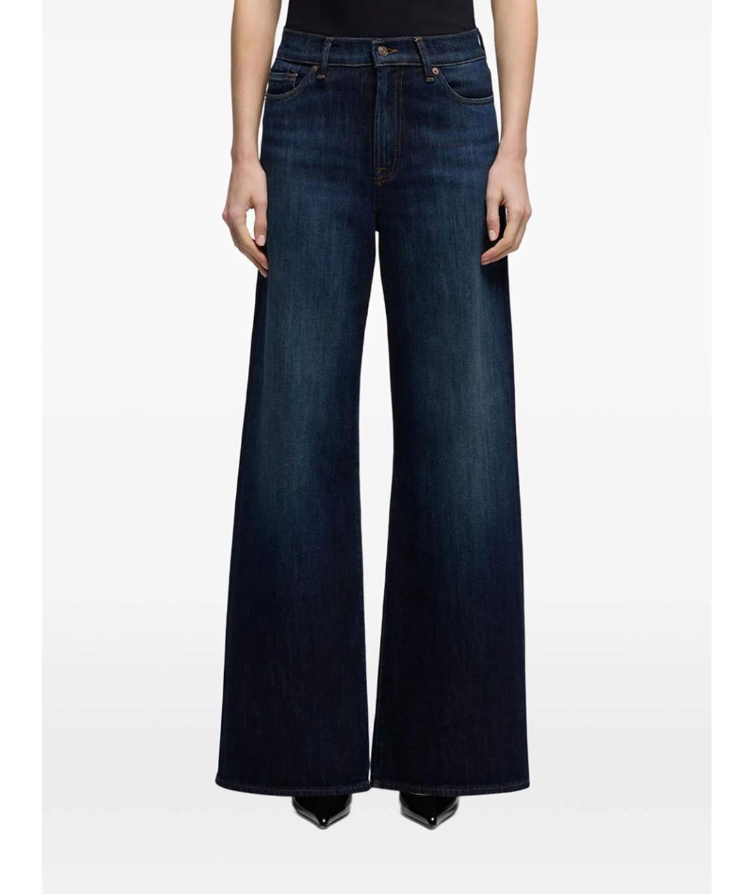7 FOR ALL MANKIND Синие хлопковые прямые джинсы, фото 6
