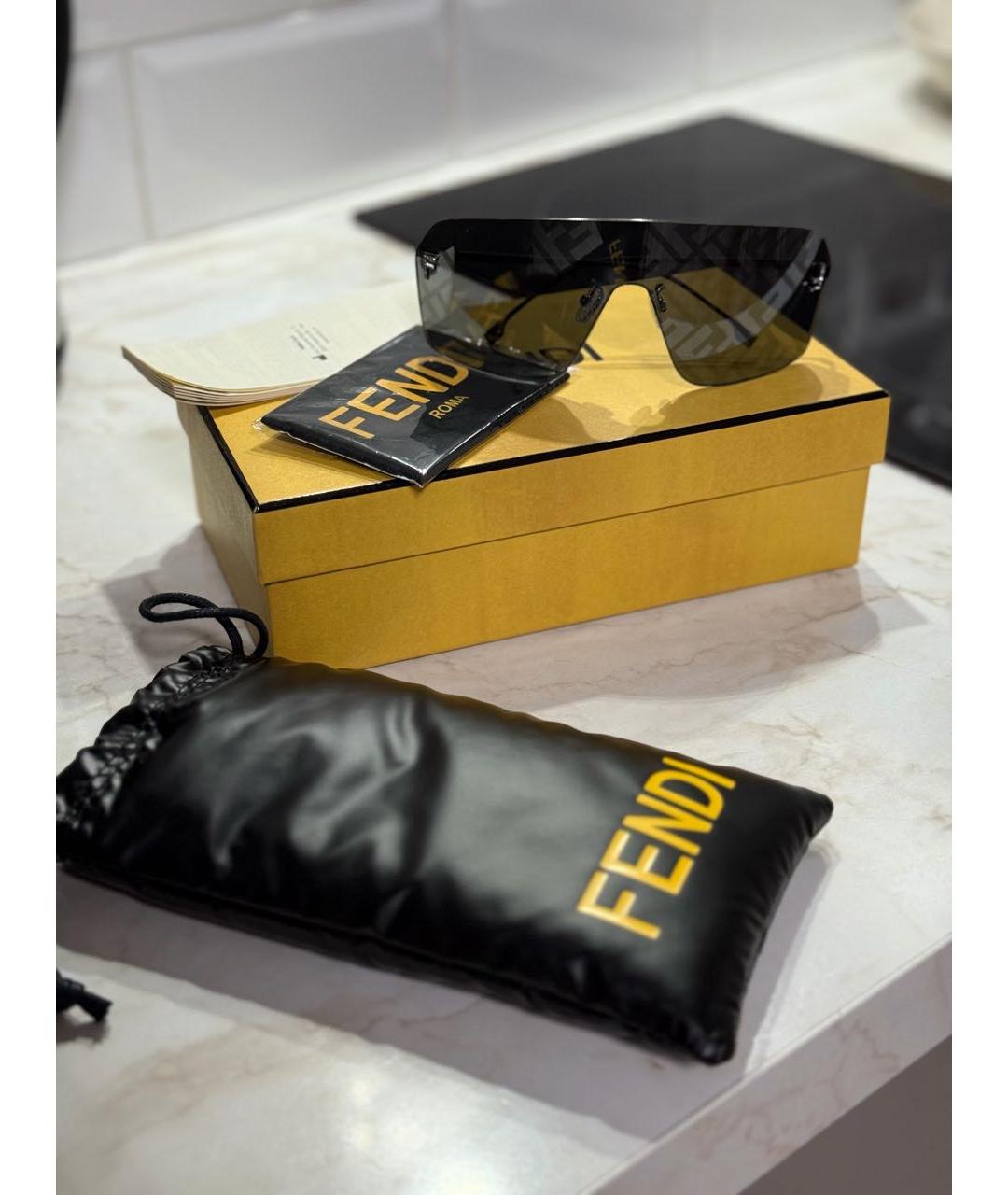 FENDI Черные металлические солнцезащитные очки, фото 4