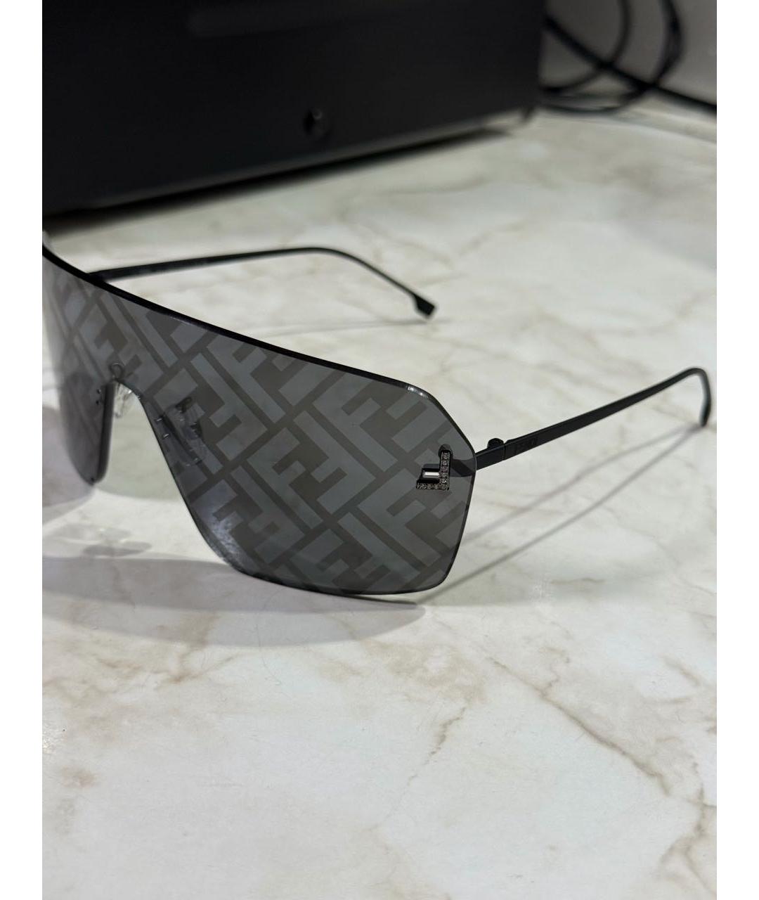 FENDI Черные металлические солнцезащитные очки, фото 2