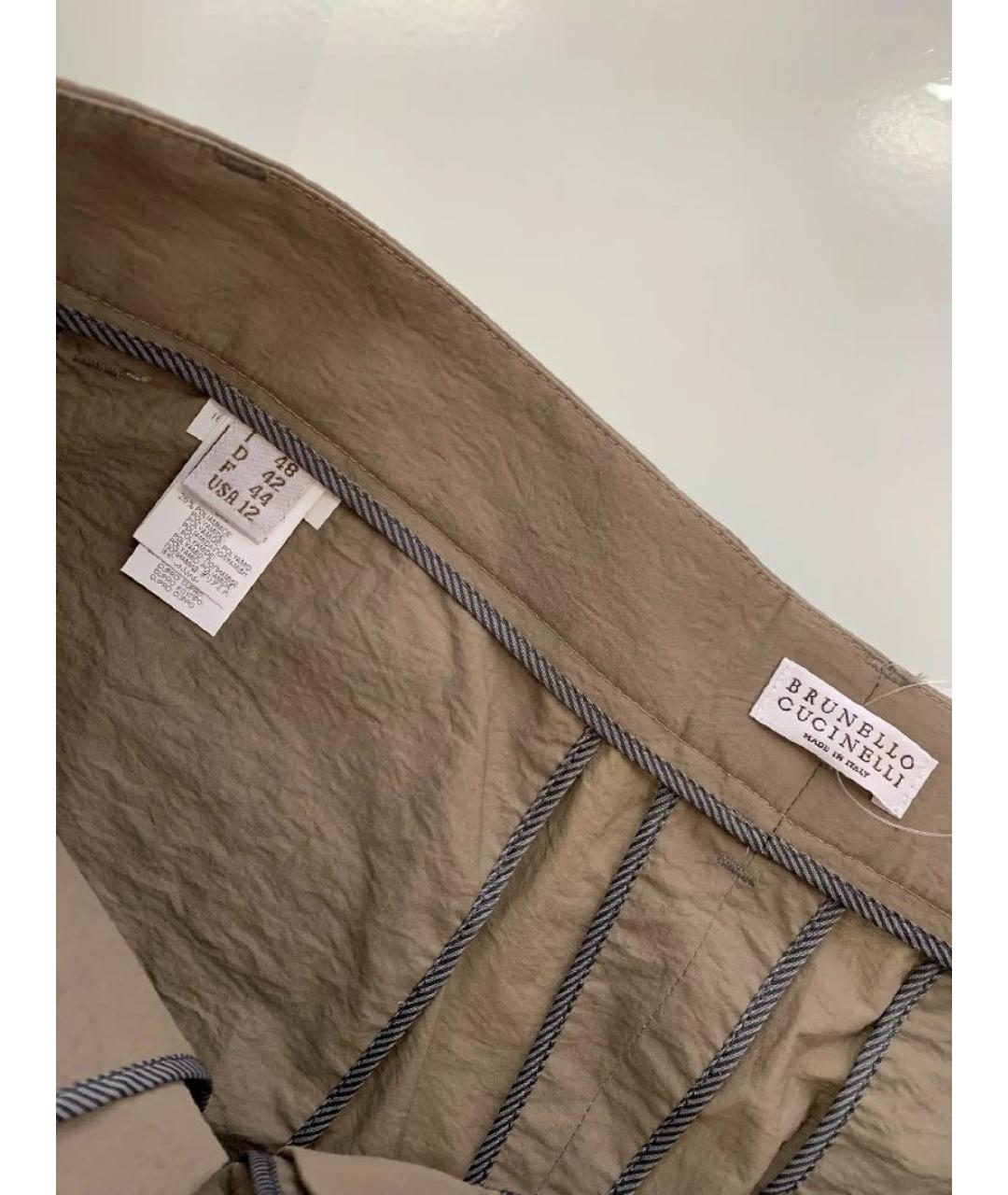 BRUNELLO CUCINELLI Коричневые хлопковые прямые брюки, фото 3