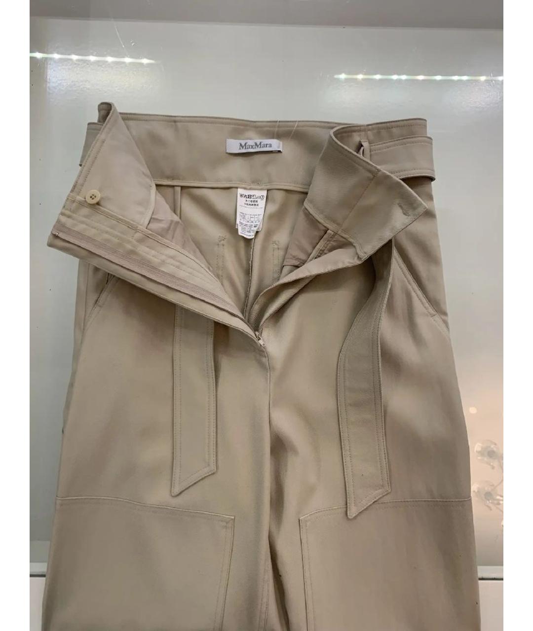 MAX MARA Бежевые хлопковые брюки широкие, фото 4