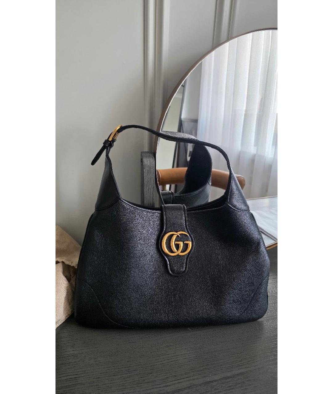 GUCCI Черная кожаная сумка с короткими ручками, фото 5