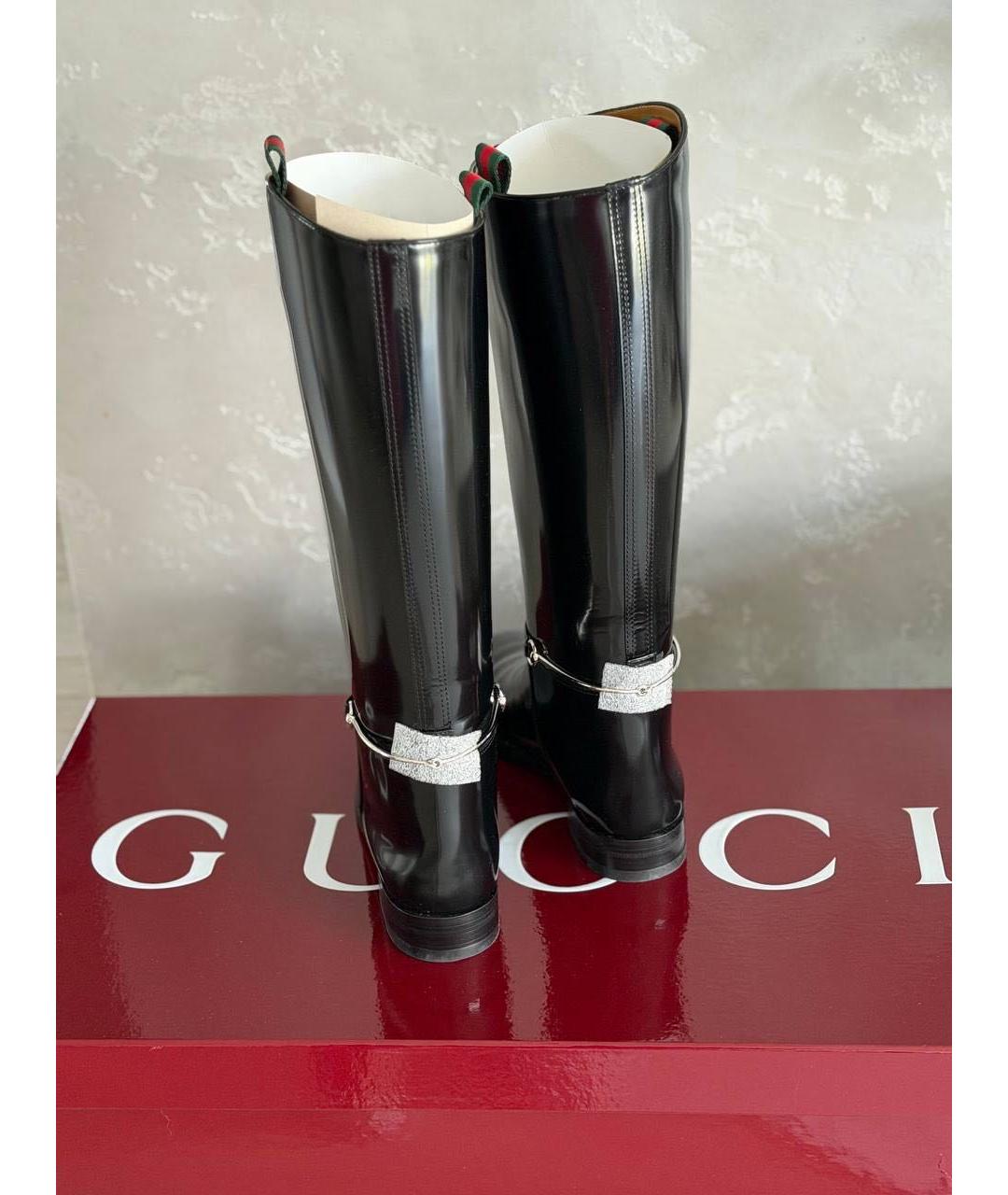 GUCCI Черные сапоги из лакированной кожи, фото 3