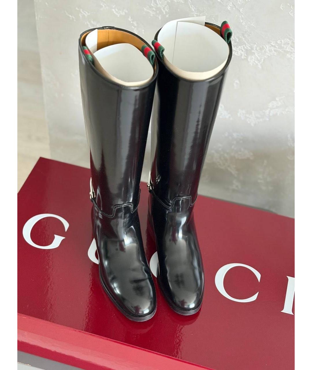 GUCCI Черные сапоги из лакированной кожи, фото 2