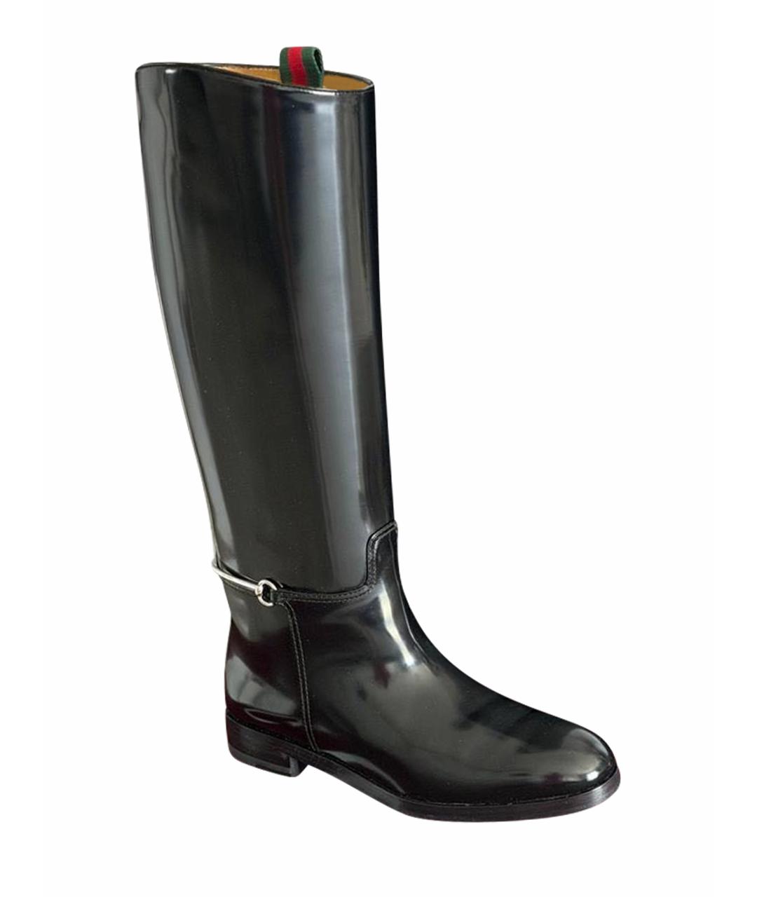 GUCCI Черные сапоги из лакированной кожи, фото 1