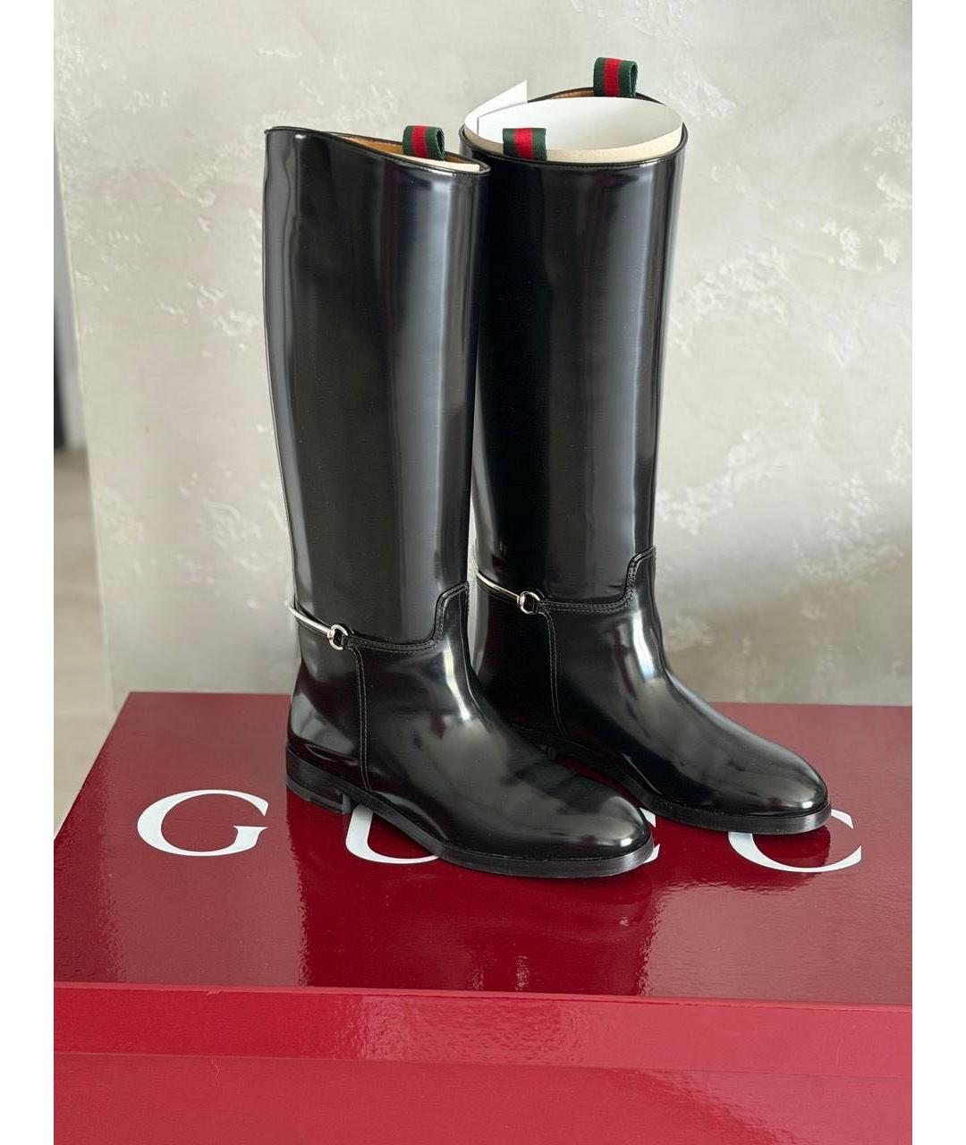 GUCCI Черные сапоги из лакированной кожи, фото 7