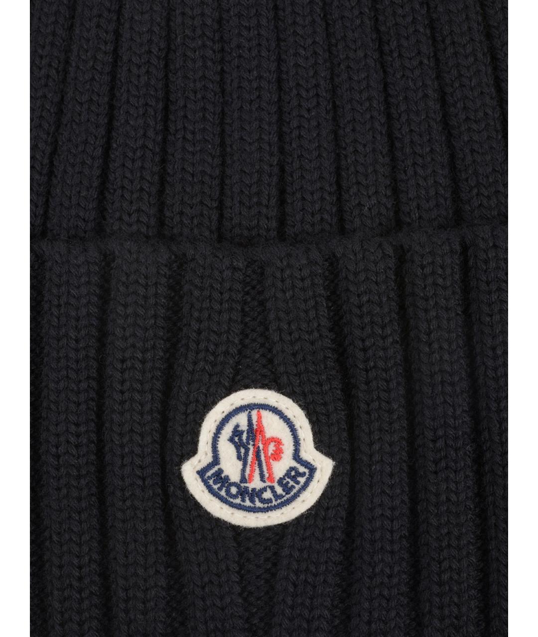 MONCLER Черная шерстяная шапка, фото 3