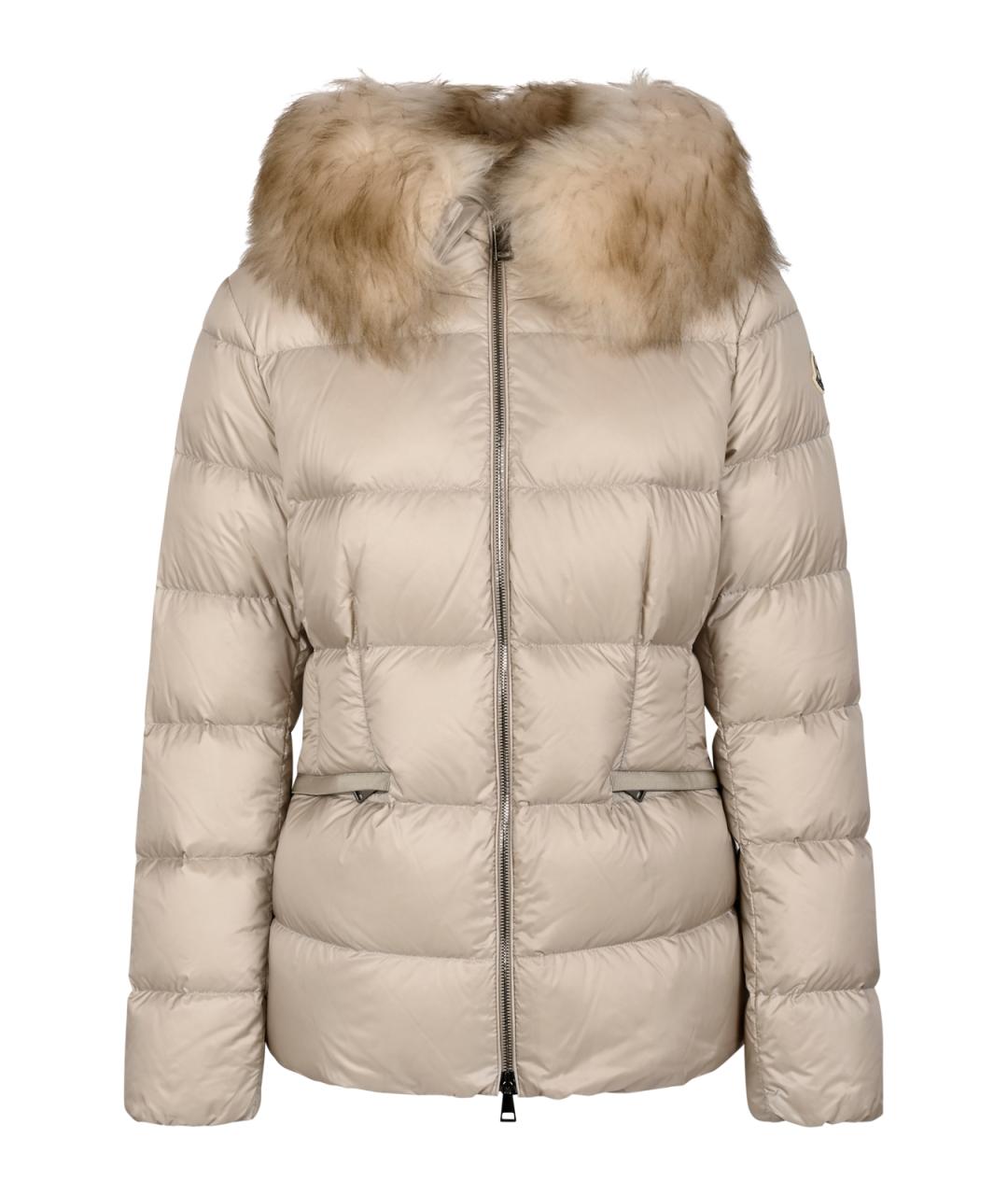 MONCLER Бежевый полиамидовый пуховик, фото 1