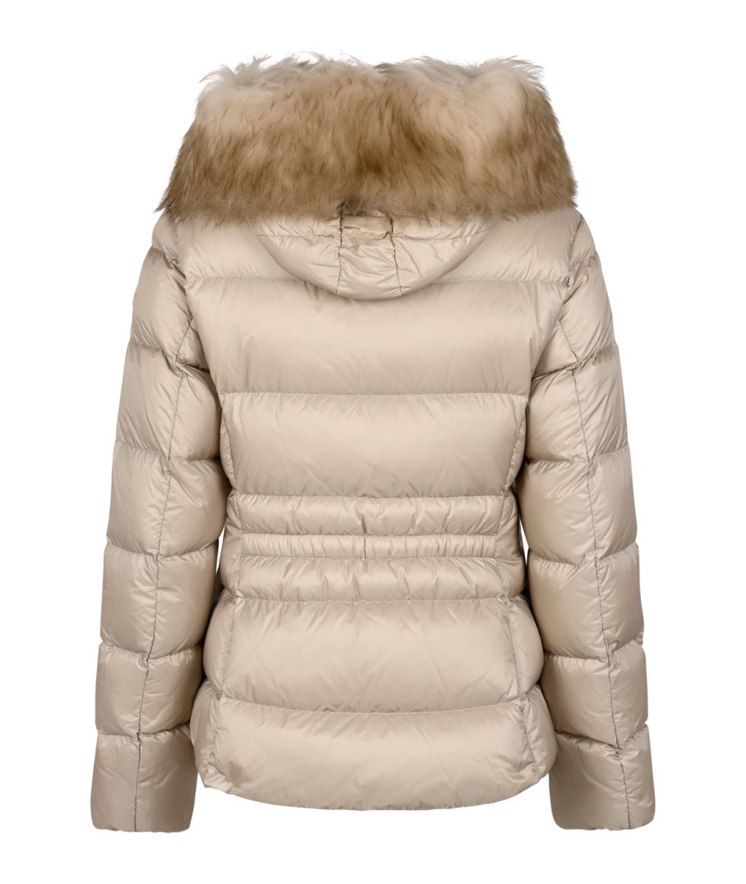 MONCLER Бежевый полиамидовый пуховик, фото 2