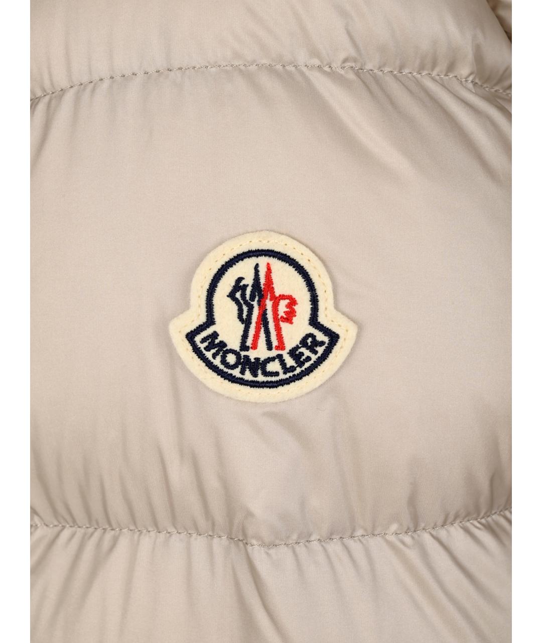 MONCLER Бежевый полиамидовый пуховик, фото 3