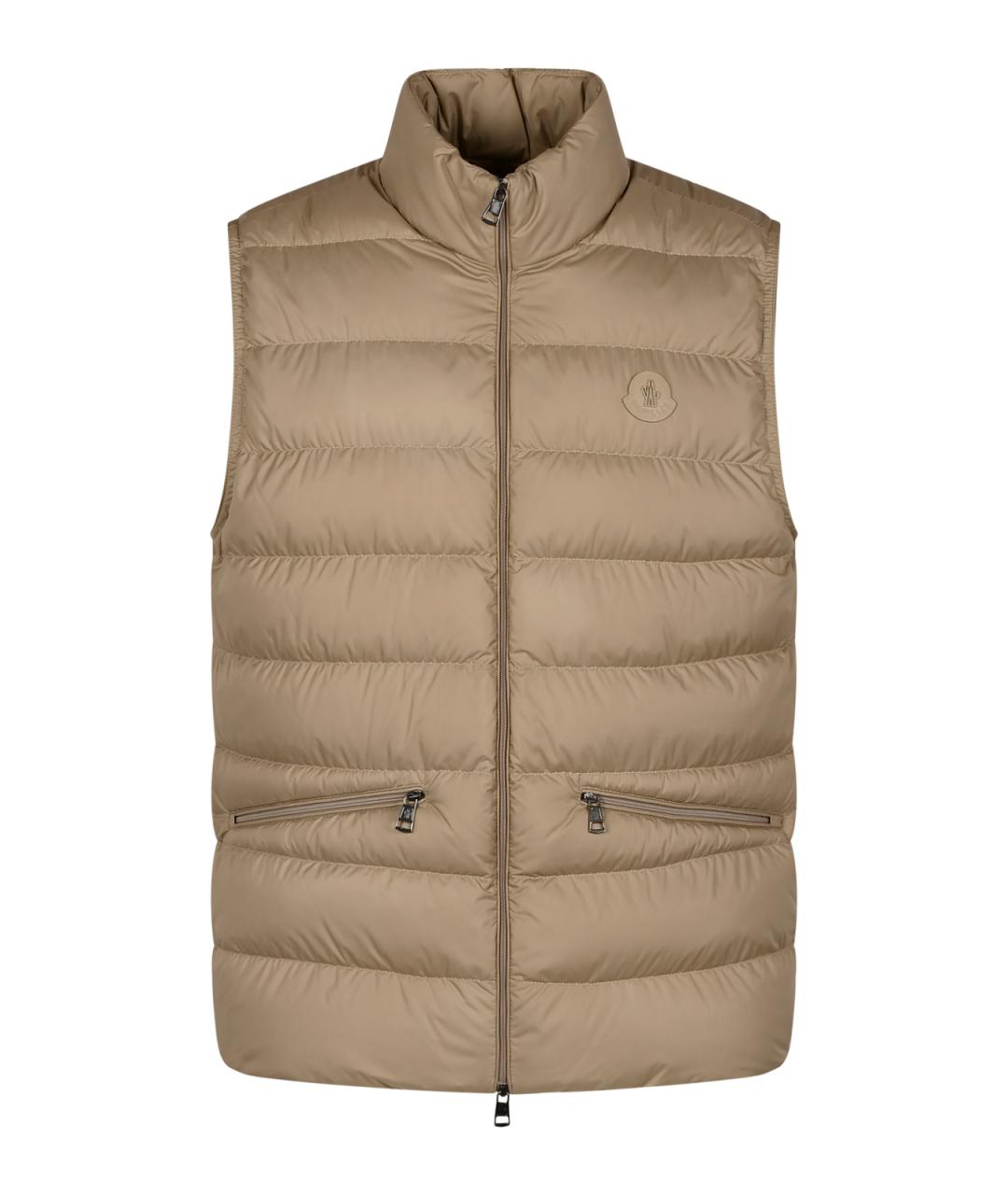 MONCLER Бежевый синтетический жилет, фото 1