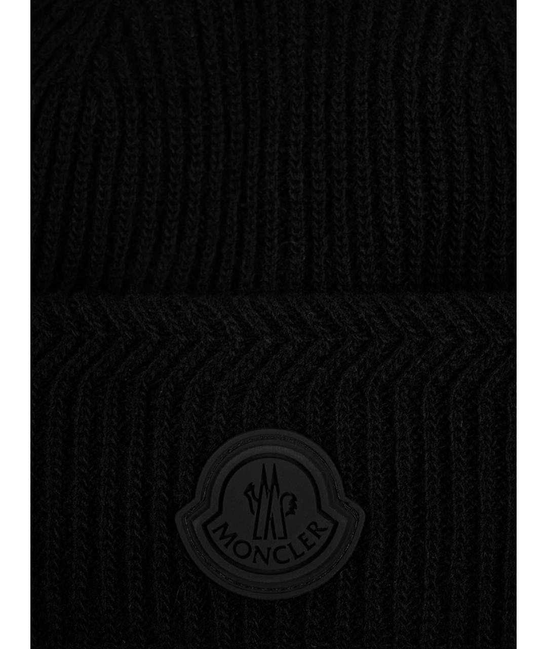 MONCLER Черная шерстяная шапка, фото 5
