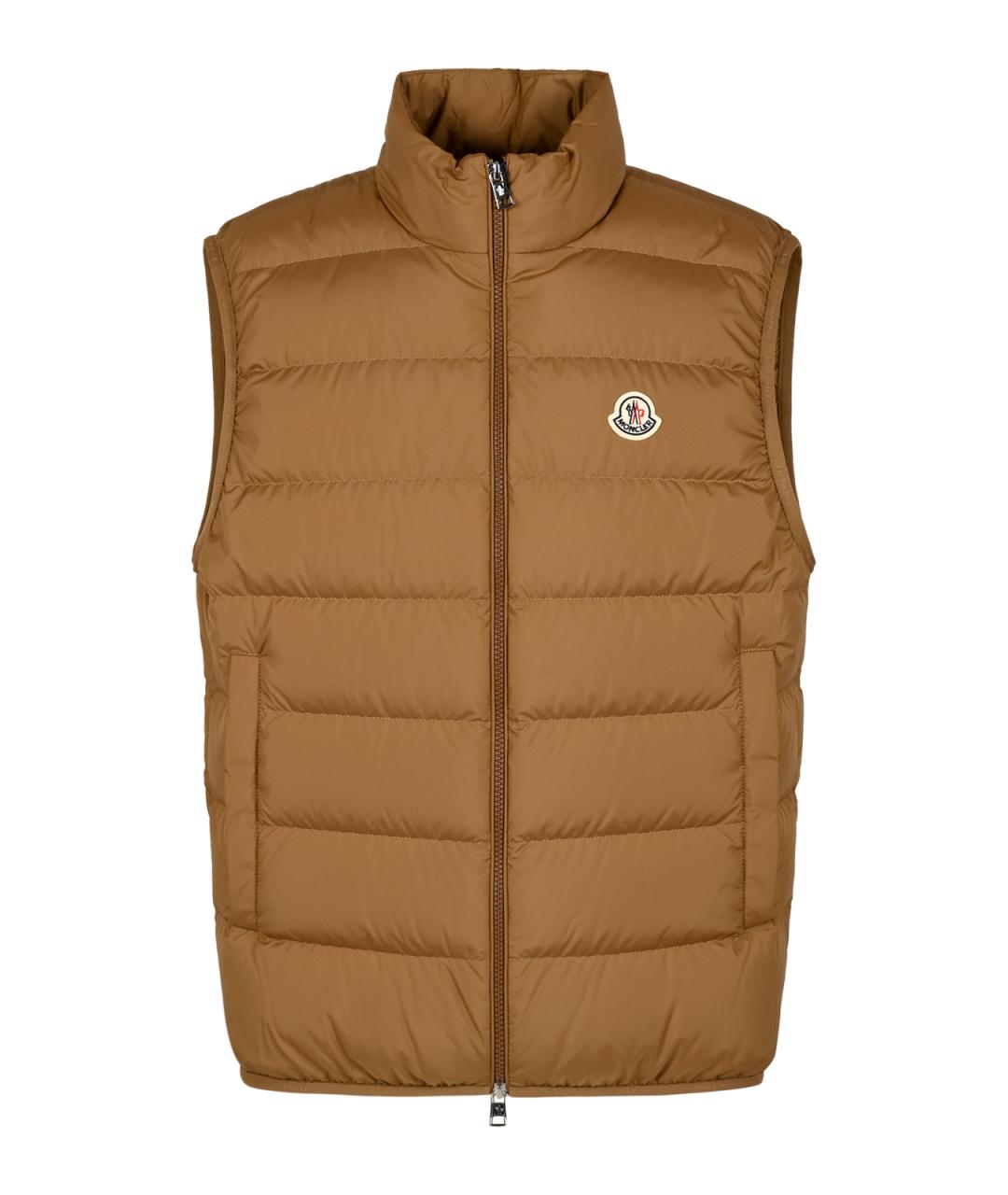 MONCLER Коричневый синтетический жилет, фото 1