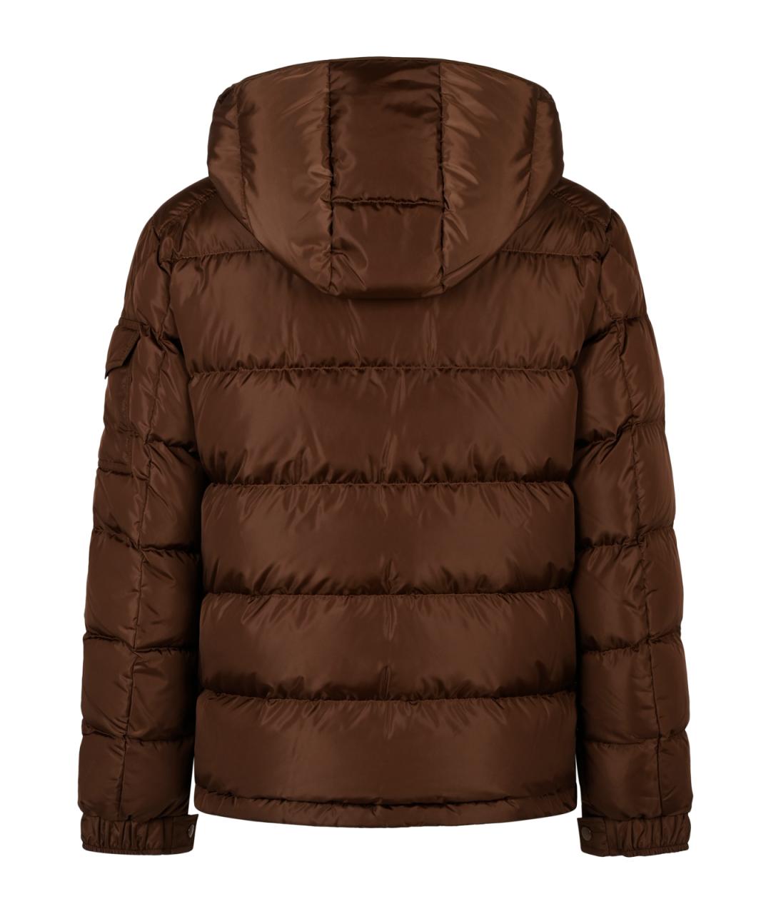 MONCLER Коричневый синтетический пуховик, фото 4