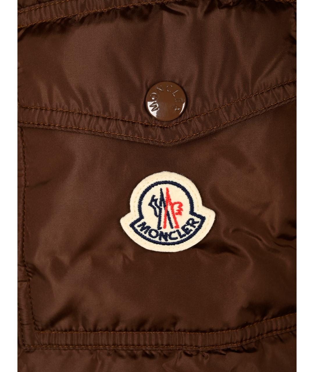 MONCLER Коричневый синтетический пуховик, фото 6