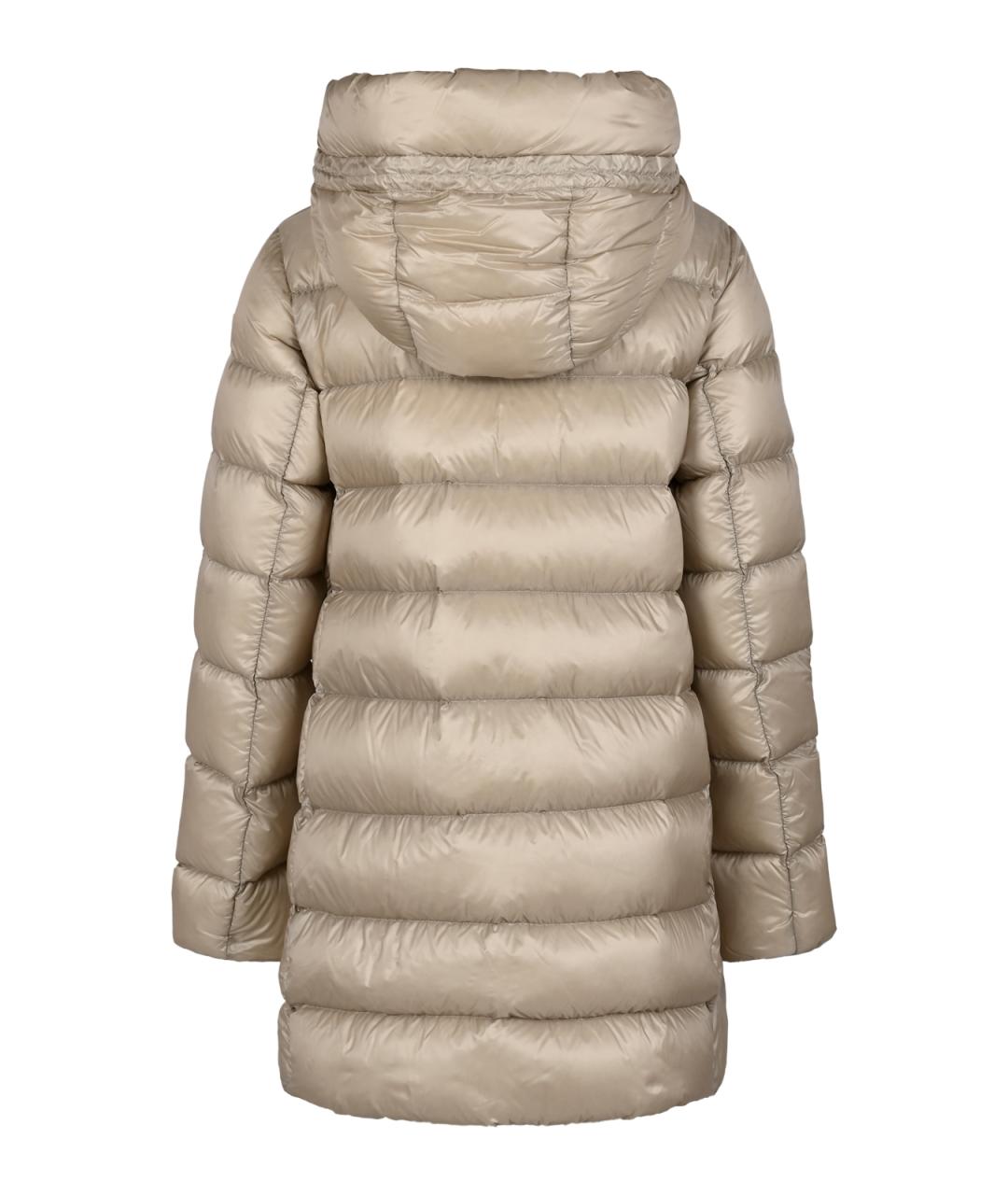 MONCLER Бежевый полиамидовый пуховик, фото 2