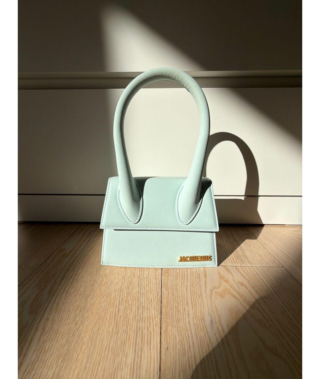 JACQUEMUS Голубая кожаная сумка с короткими ручками, фото 6