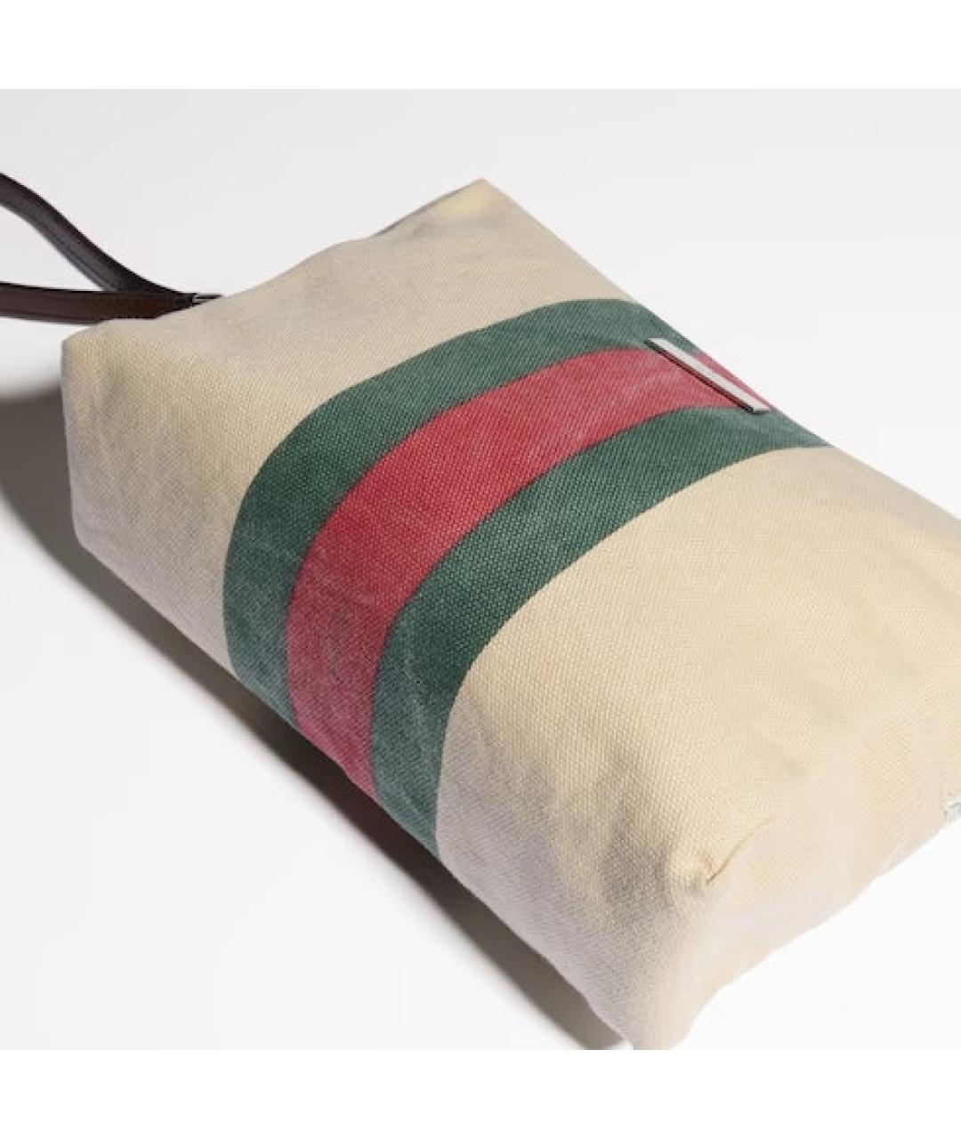GUCCI Бежевая барсетка из канвы, фото 3