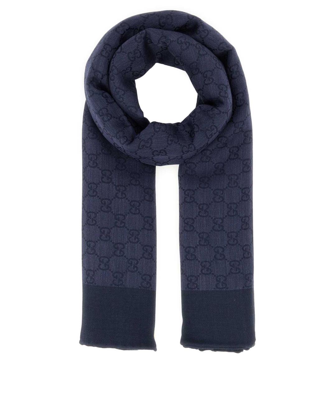 GUCCI Синий шерстяной шарф, фото 1