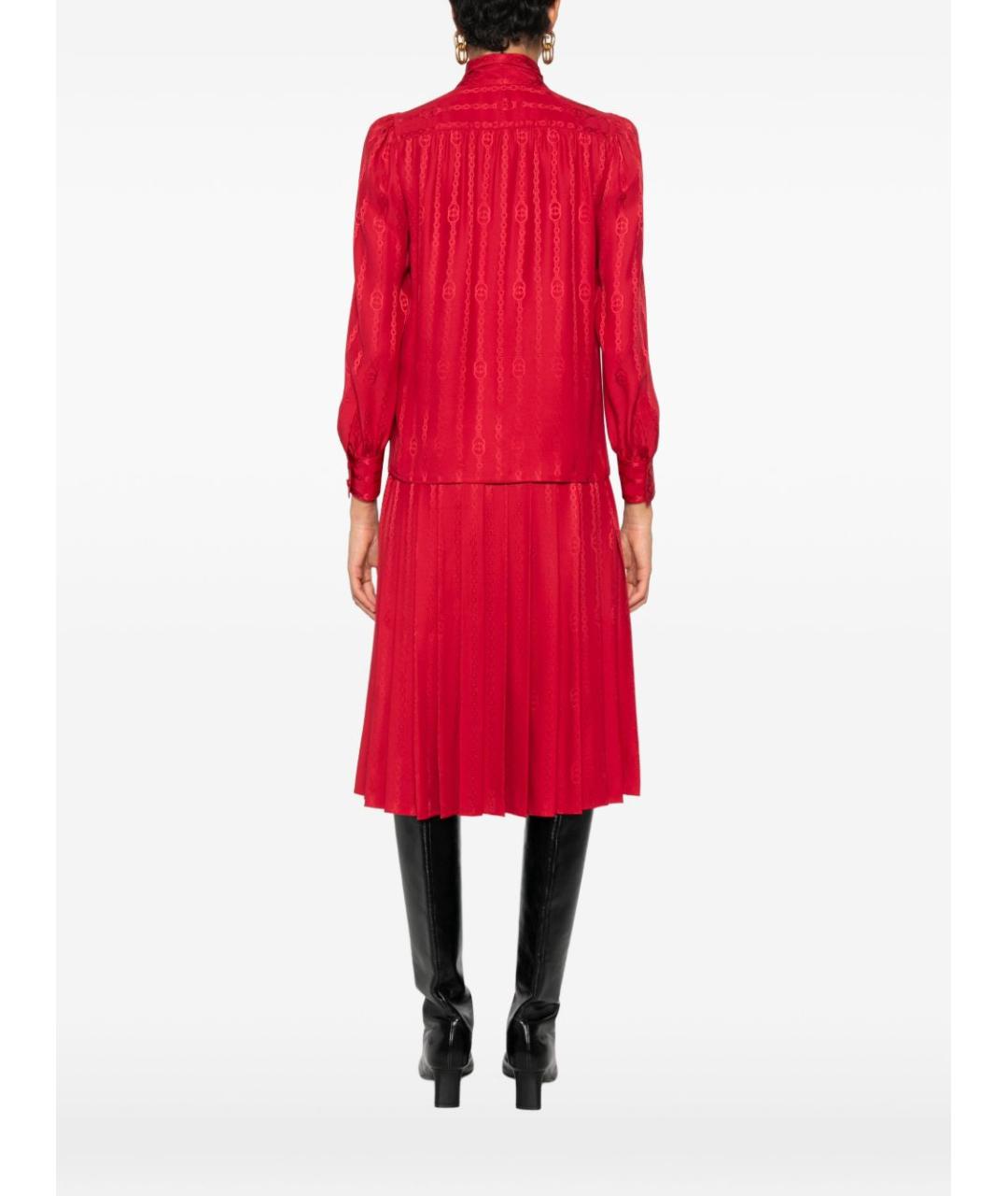 GUCCI Красная шелковая блузы, фото 3