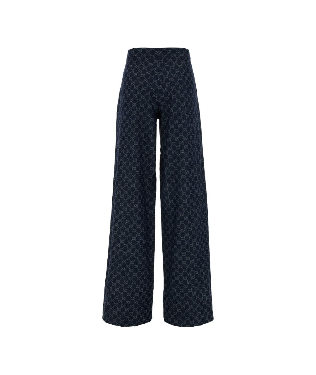 GUCCI Синие хлопковые прямые брюки, фото 3