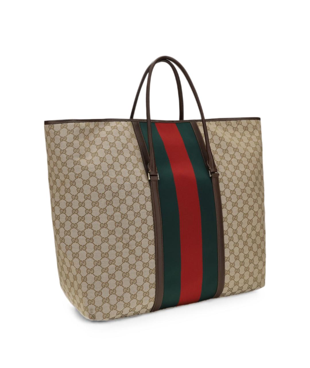 GUCCI Бежевая сумка тоут из канвы, фото 3