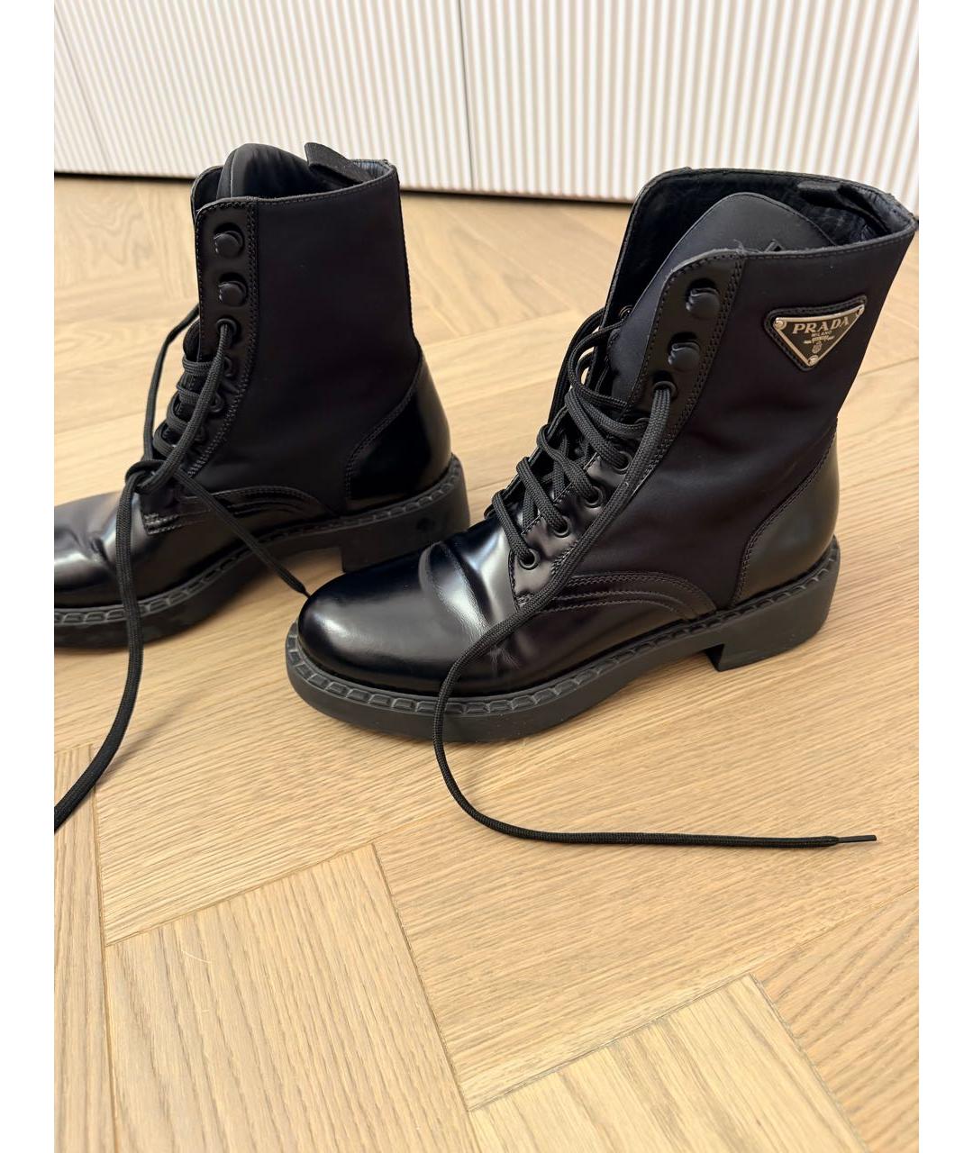 PRADA Черные кожаные ботинки, фото 3