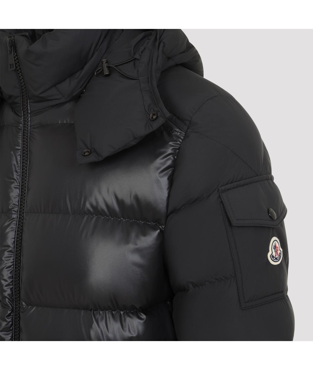 MONCLER Черный полиэстеровый пуховик, фото 4