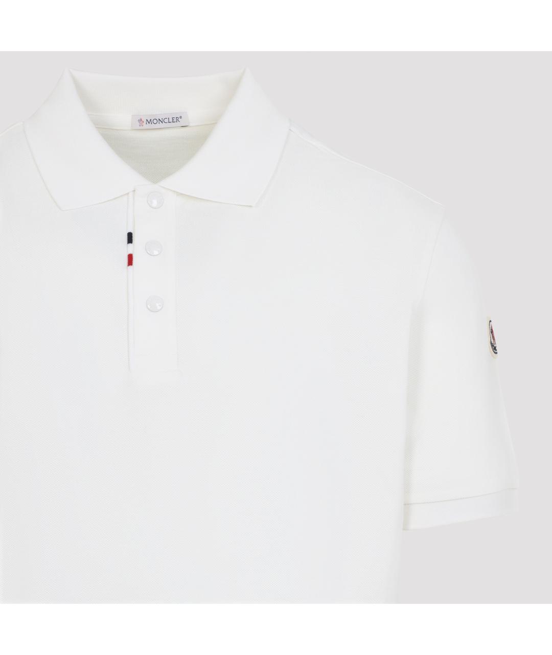 MONCLER Белое хлопковое поло с коротким рукавом, фото 3