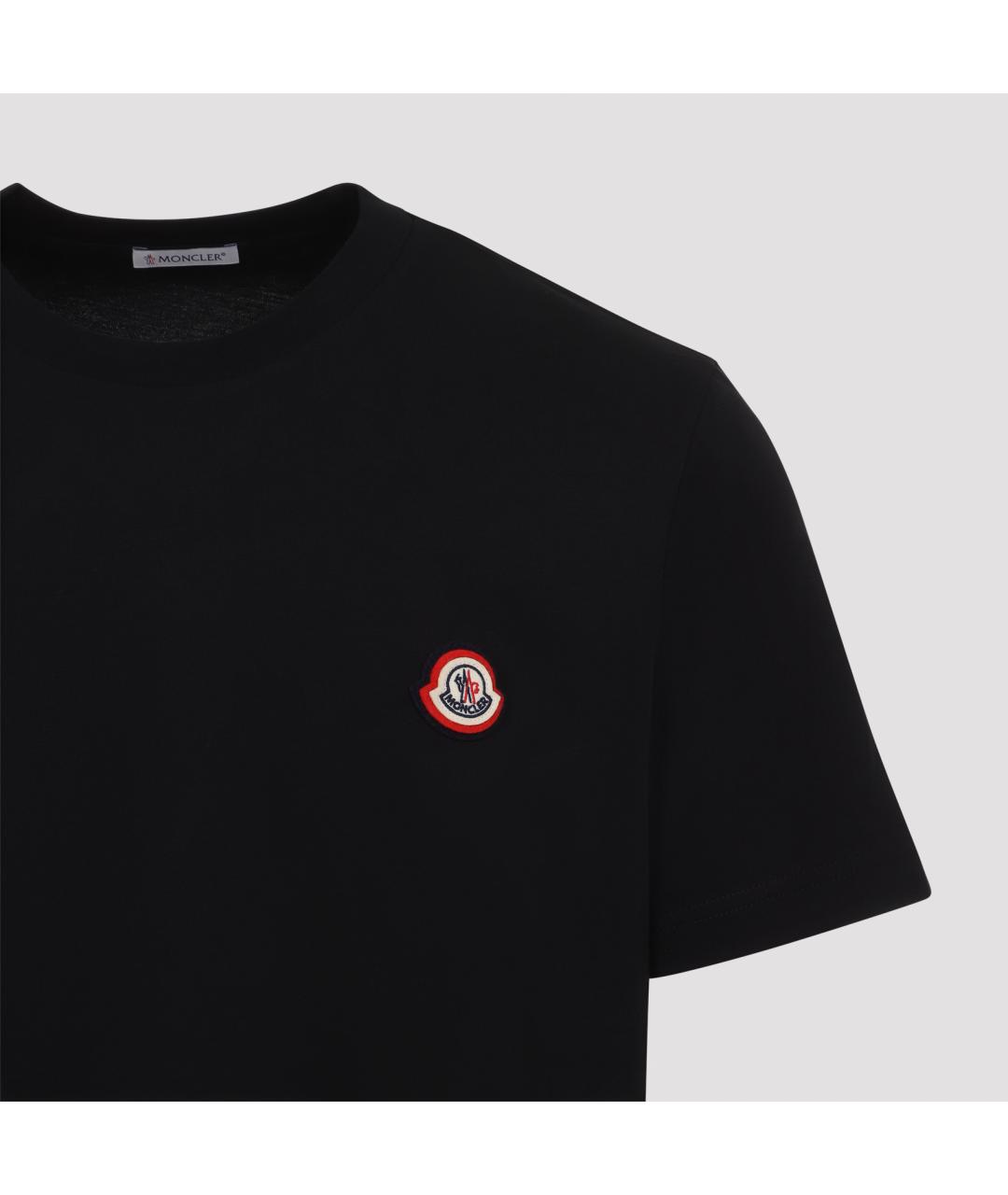 MONCLER Черная хлопковая футболка, фото 3