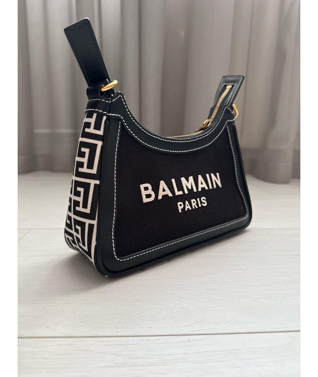 BALMAIN Черная тканевая сумка с короткими ручками, фото 2