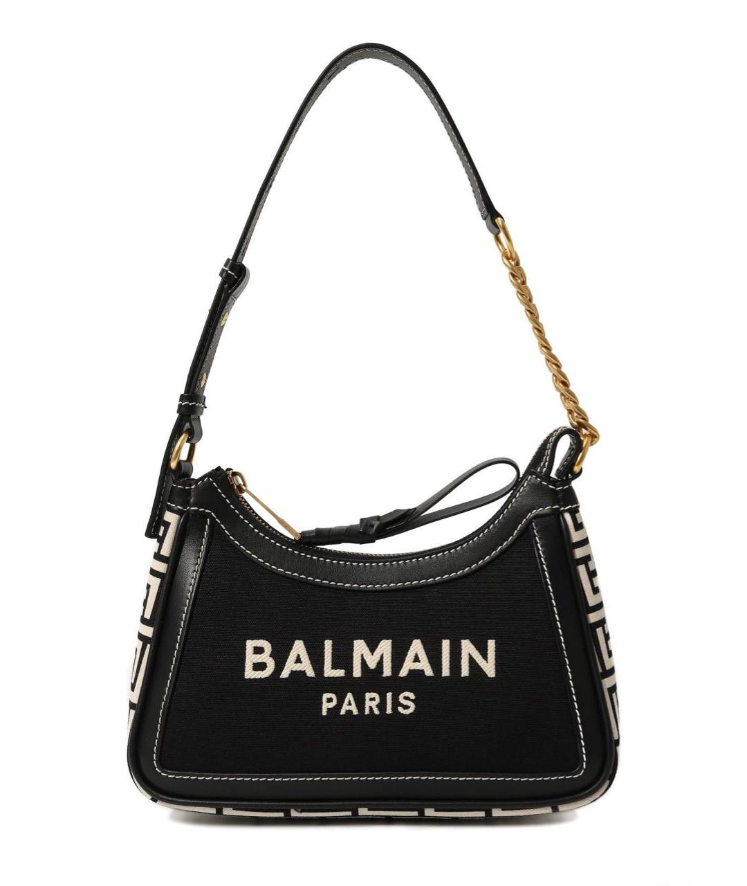 BALMAIN Черная тканевая сумка с короткими ручками, фото 1