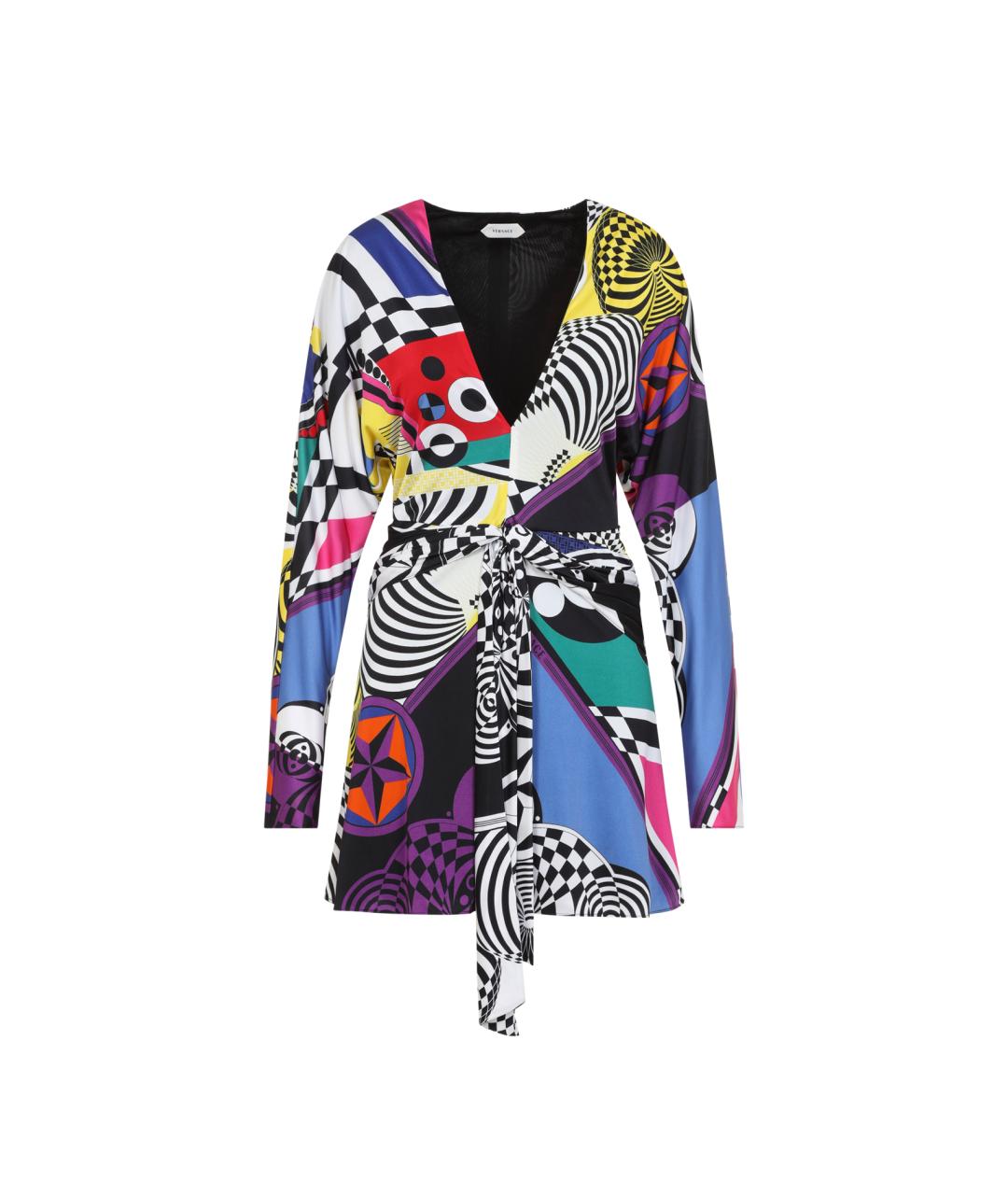 VERSACE Мульти вискозное коктейльное платье, фото 1