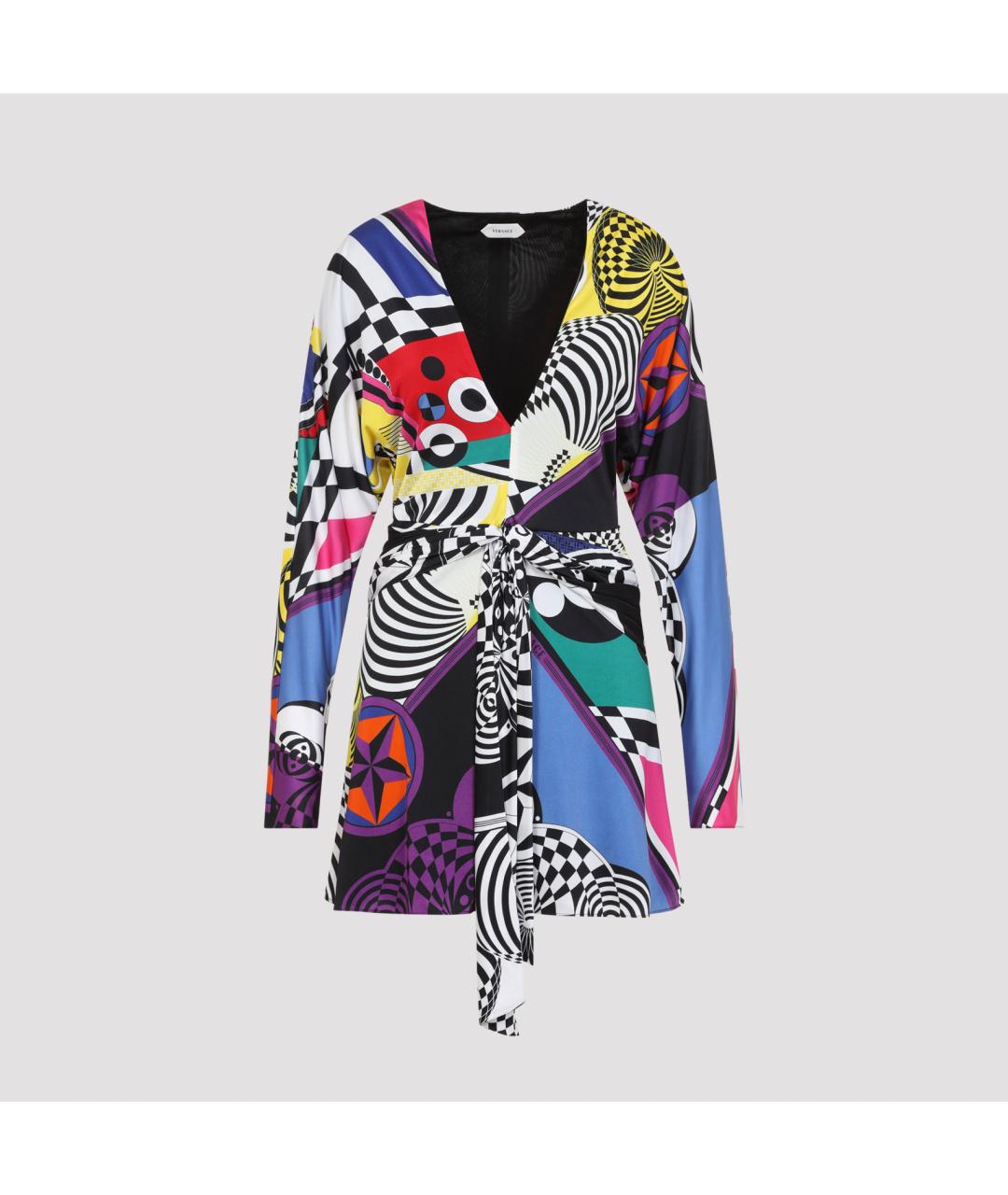 VERSACE Мульти вискозное коктейльное платье, фото 2