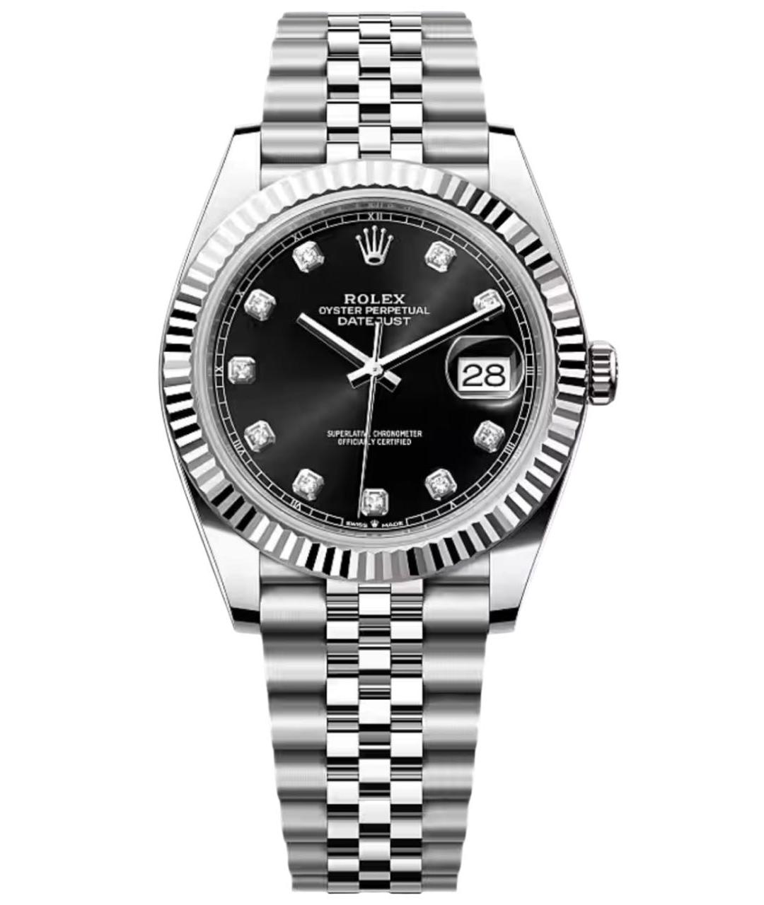ROLEX Черные часы из белого золота, фото 1