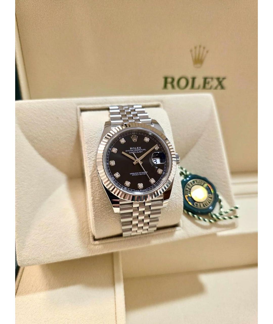 ROLEX Черные часы из белого золота, фото 3