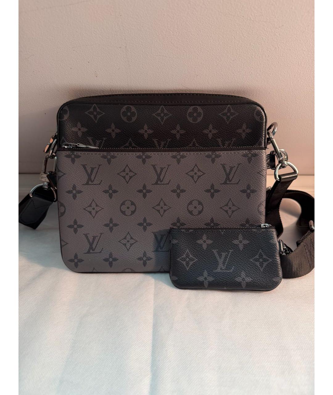 LOUIS VUITTON Черная сумка на плечо из канвы, фото 7
