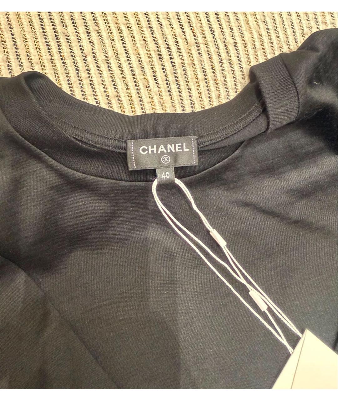 CHANEL Черная хлопковая футболка, фото 4