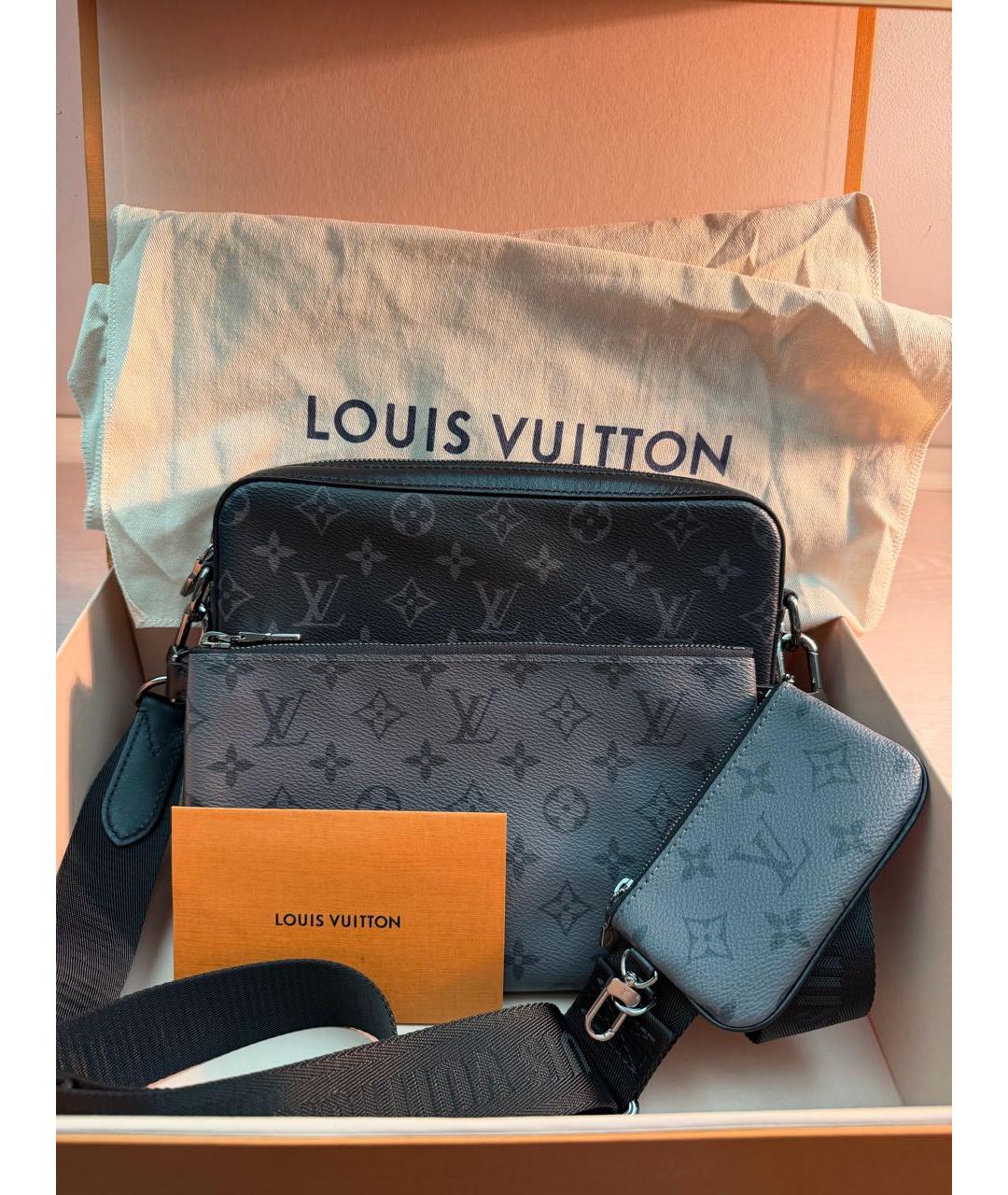 LOUIS VUITTON Черная сумка на плечо из канвы, фото 2