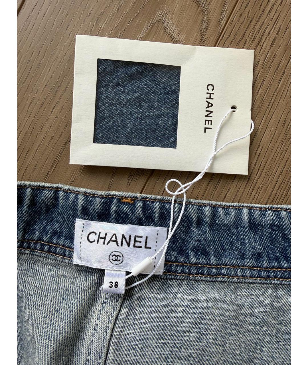 CHANEL Синие хлопковые прямые джинсы, фото 5