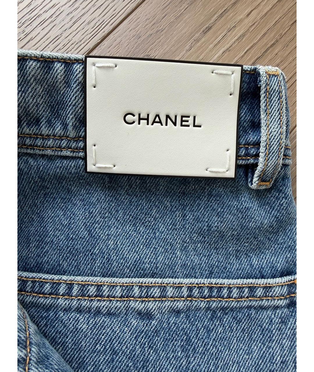 CHANEL Синие хлопковые прямые джинсы, фото 4