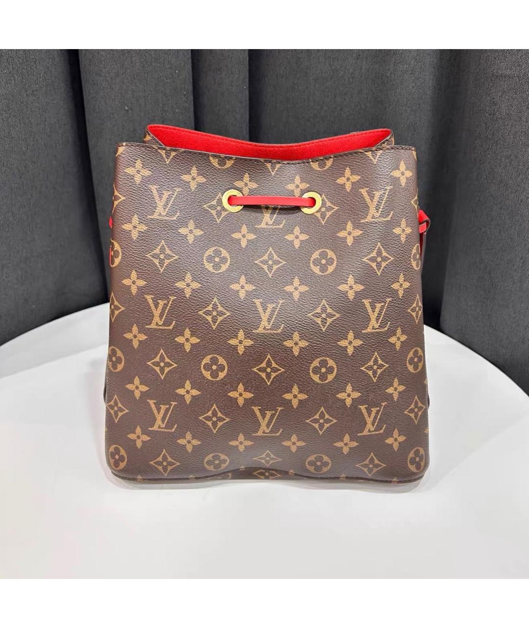 LOUIS VUITTON Красная кожаная сумка тоут, фото 5