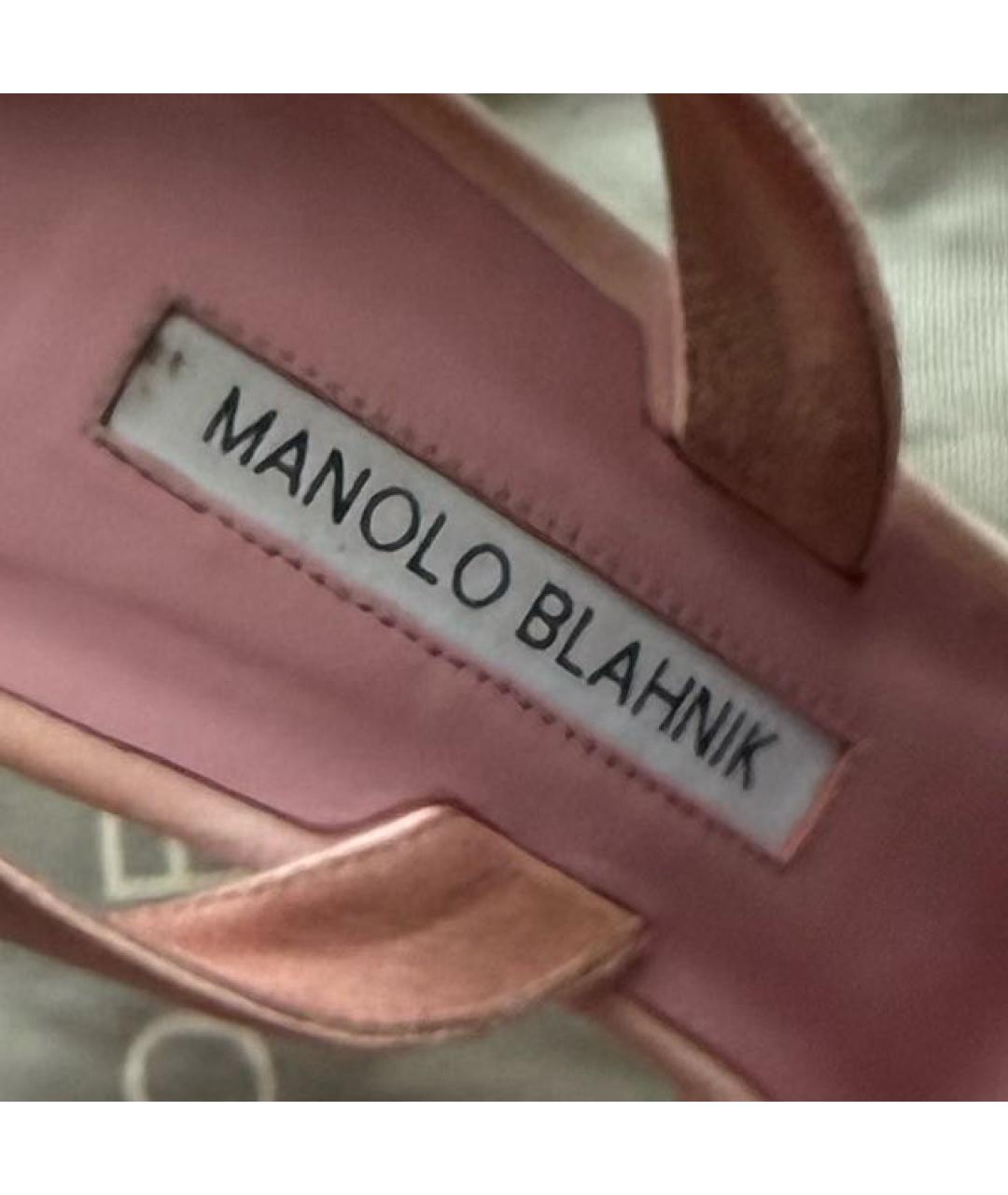 MANOLO BLAHNIK Розовые замшевые лодочки на низком каблуке, фото 5