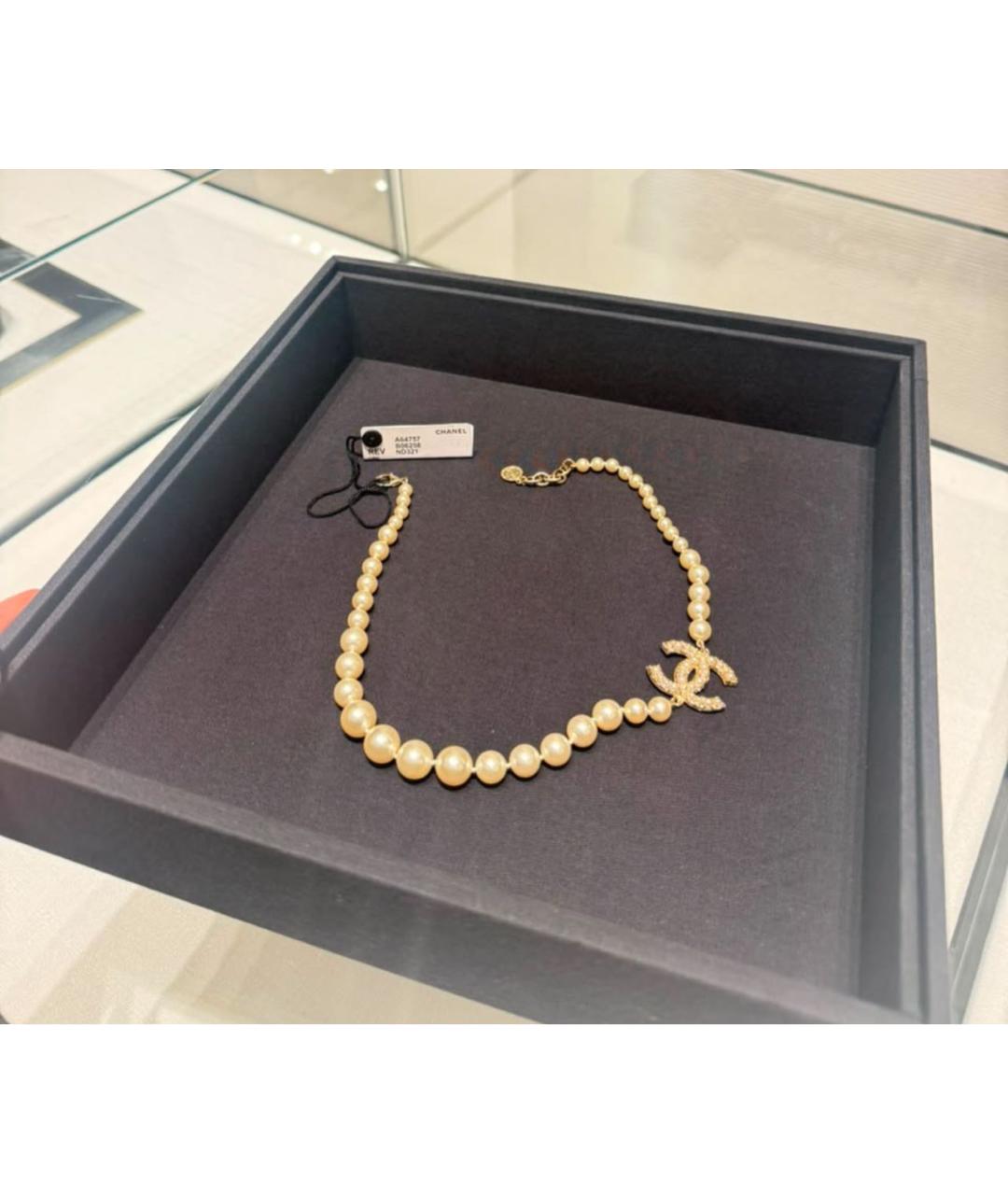 CHANEL Бежевое жемчужное колье, фото 2