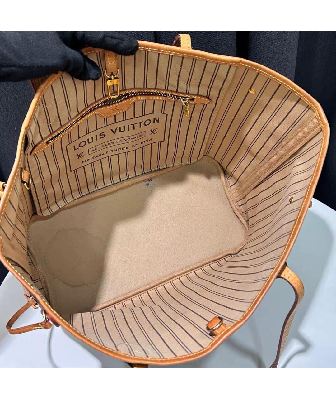 LOUIS VUITTON Коричневая кожаная сумка тоут, фото 5