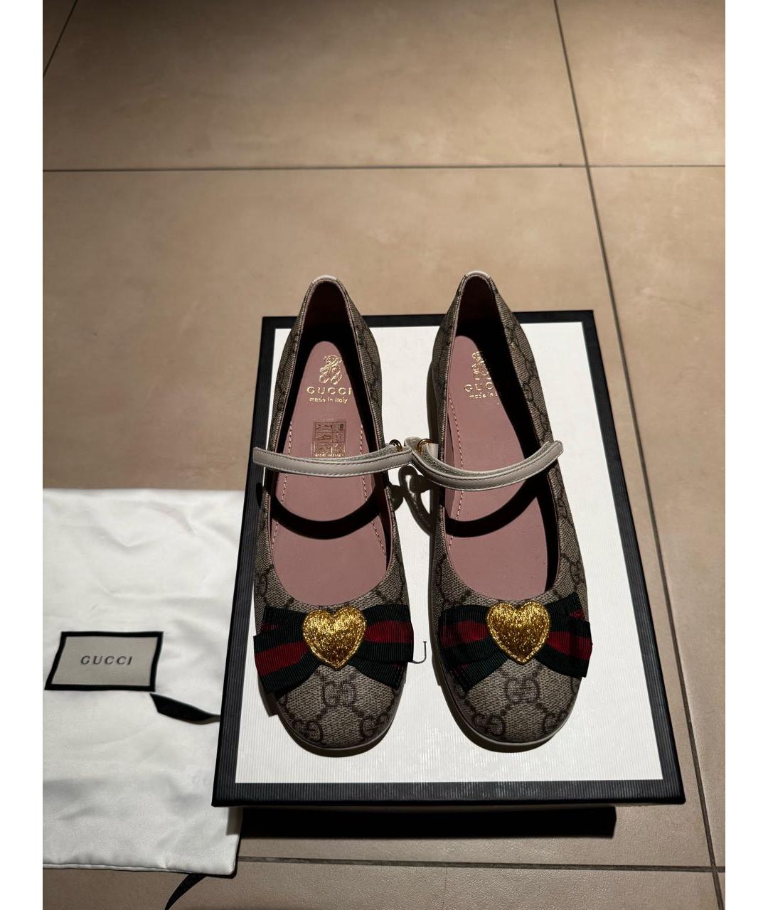 GUCCI Бежевые текстильные балетки, фото 3