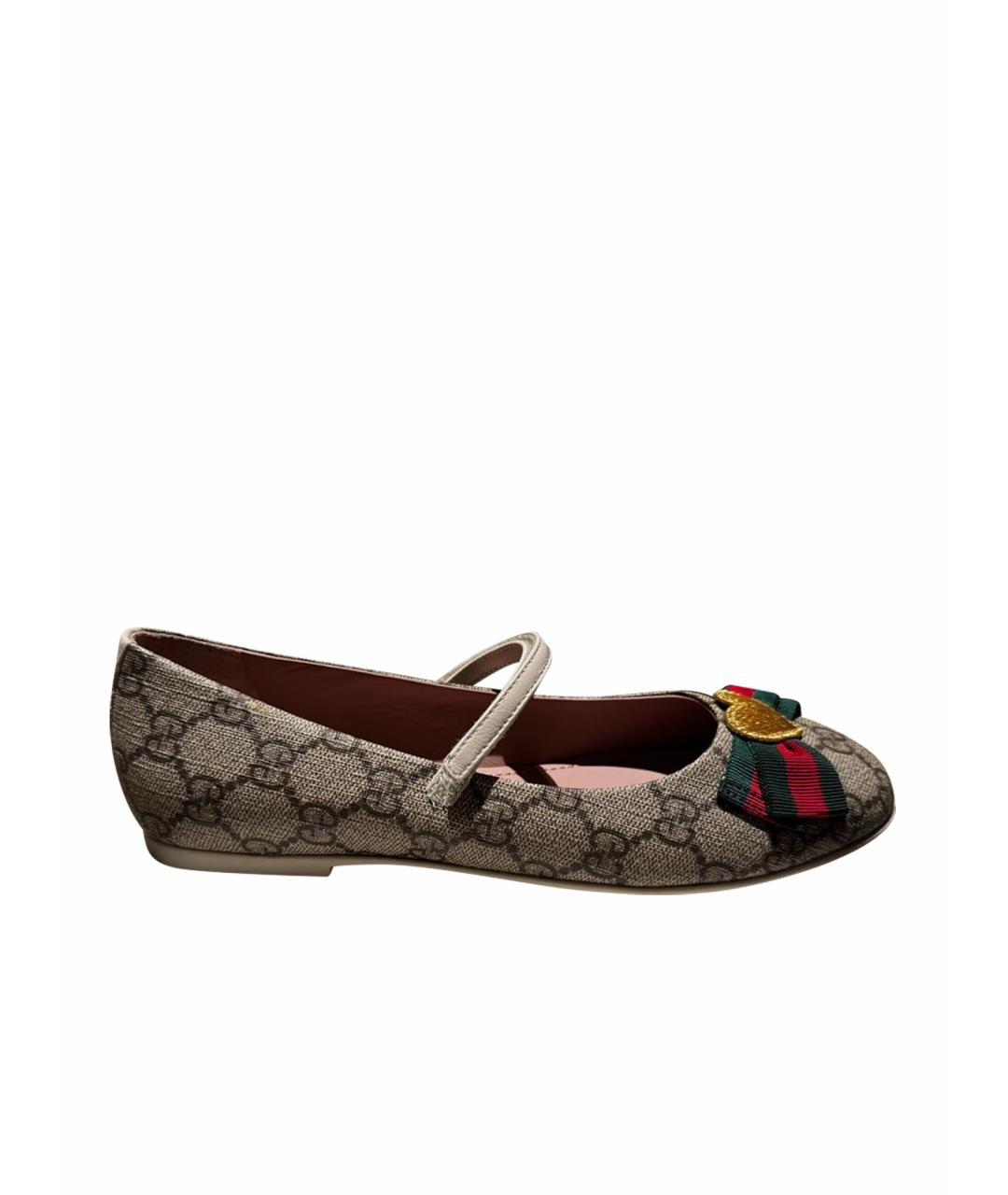 GUCCI Бежевые текстильные балетки, фото 1