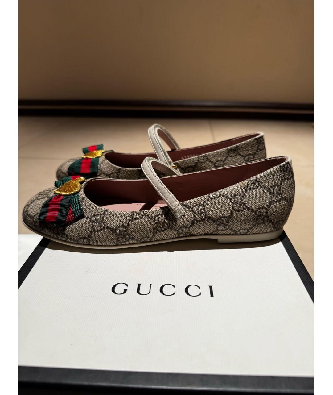 GUCCI Бежевые текстильные балетки, фото 4