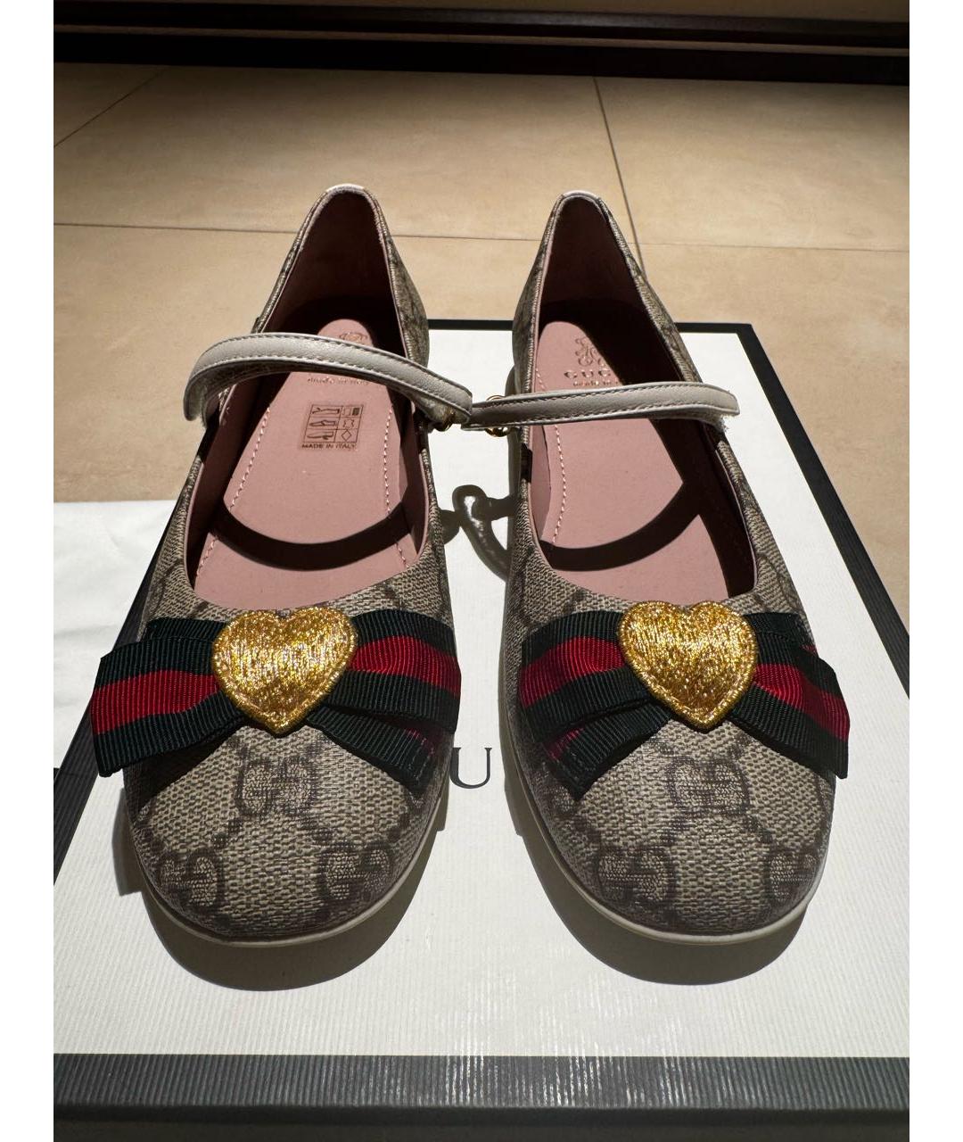 GUCCI Бежевые текстильные балетки, фото 2