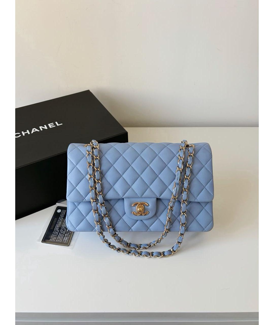 CHANEL Голубая кожаная сумка через плечо, фото 9